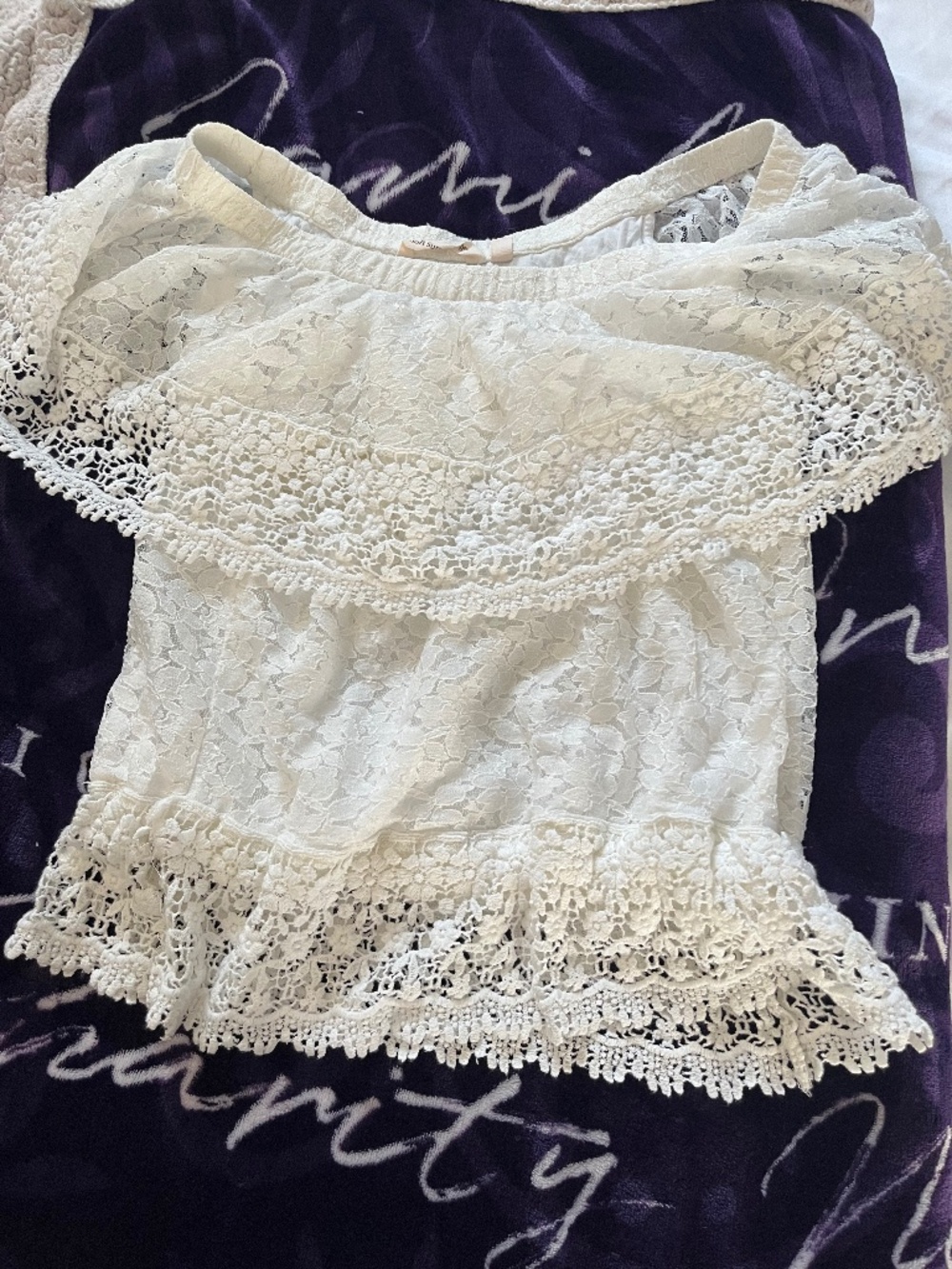 Soft surroundings peasant lace ruffle white top xs